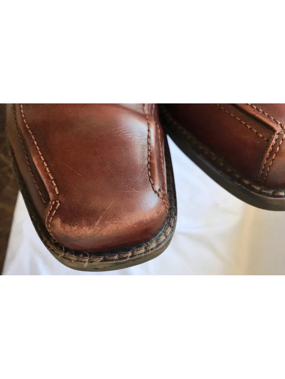 ECCO Dress Shoes Mens EU 45 US 12 Casual Oxford Brown Leather Lace Up Square Toe
